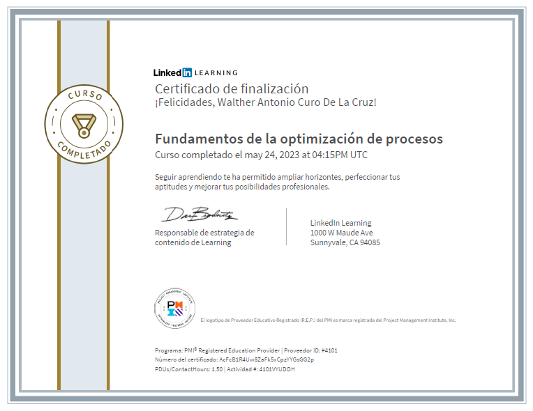 Certificado Fundamentos de la optimización de procesos