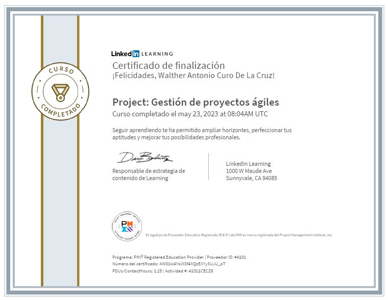 Certificado Project - Gestión de proyectos ágiles