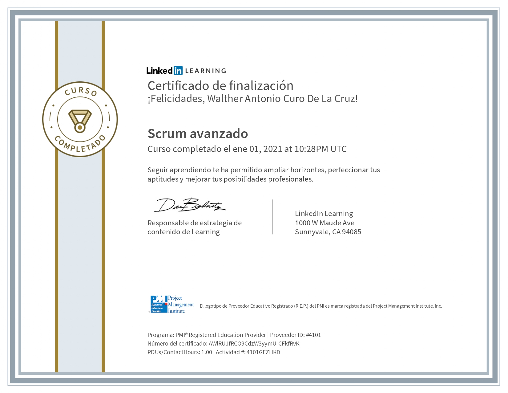 Certificado Scrum avanzado